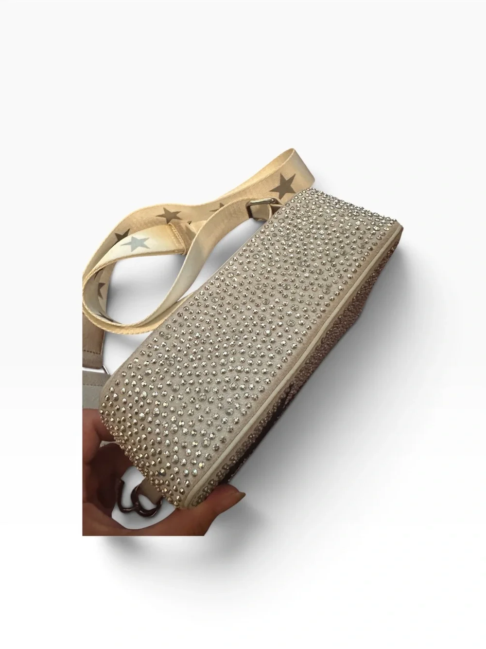 Vintage Havana Beige Crossbody with Silver Crystal Front and Black Star